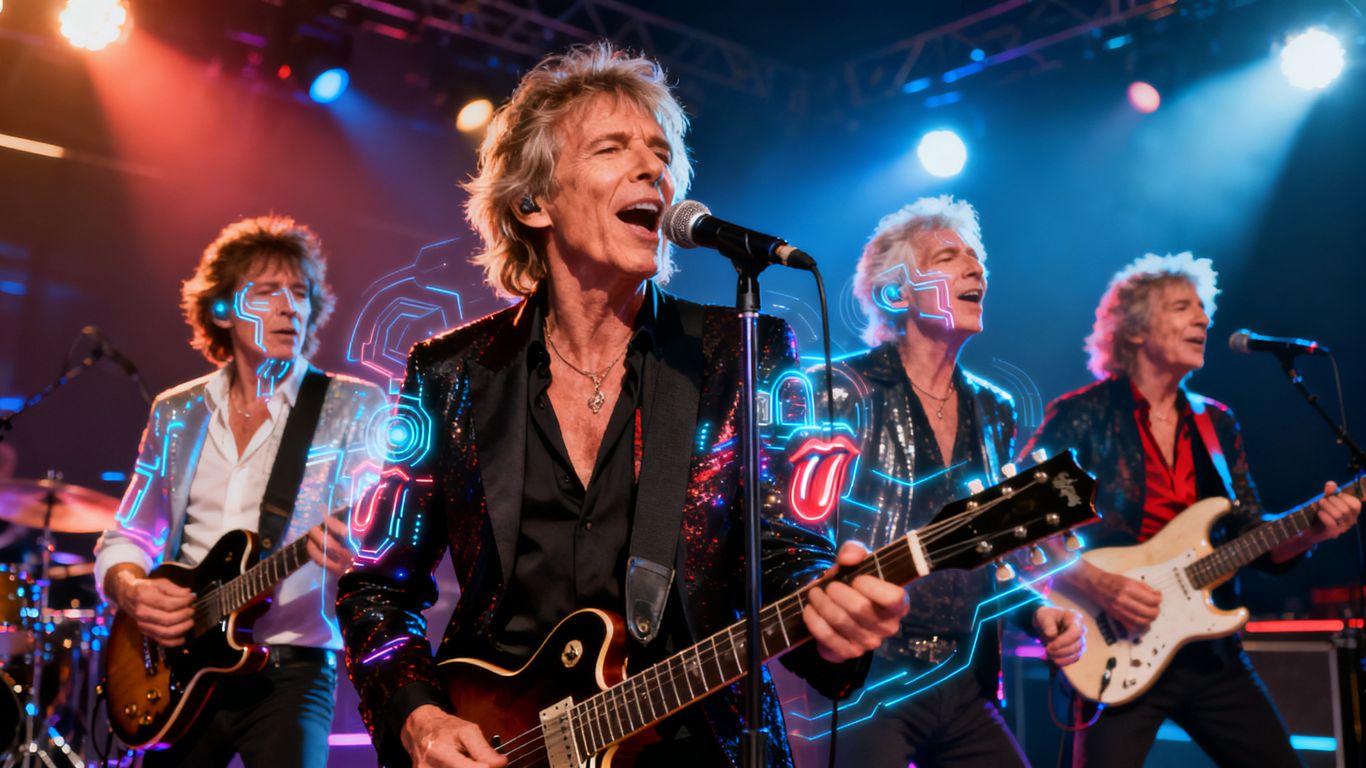 The Rolling Stones looking young in a music video.