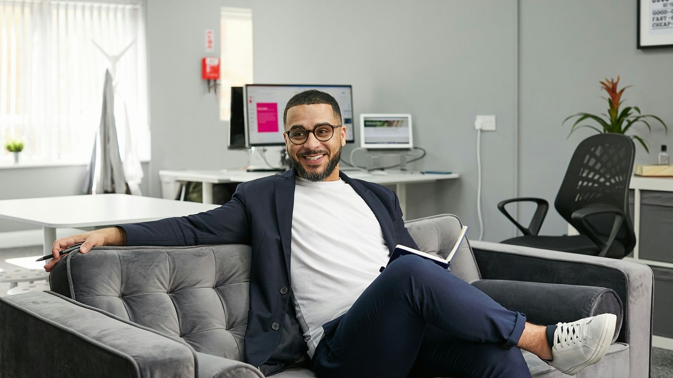 a person sitting on a couch