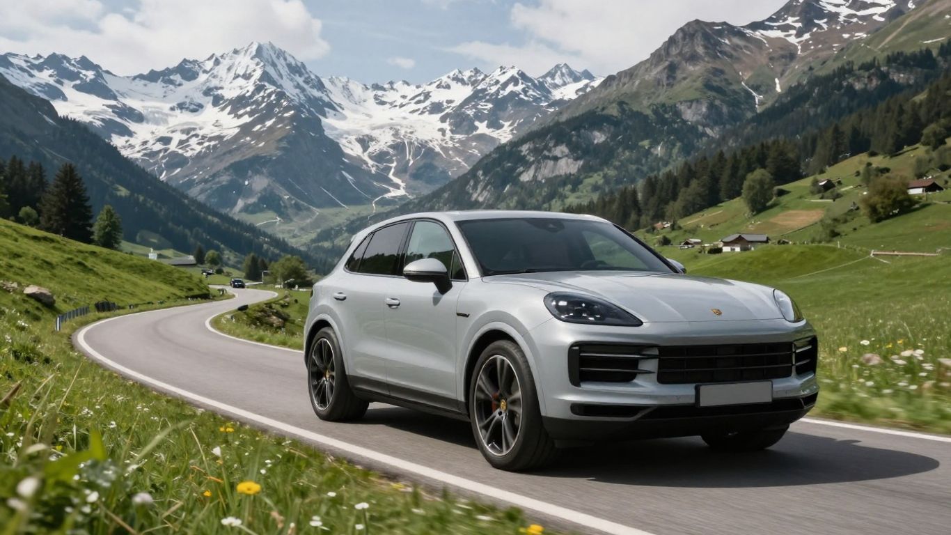 Porsche Cayenne Electric fährt auf Schweizer Bergstraße