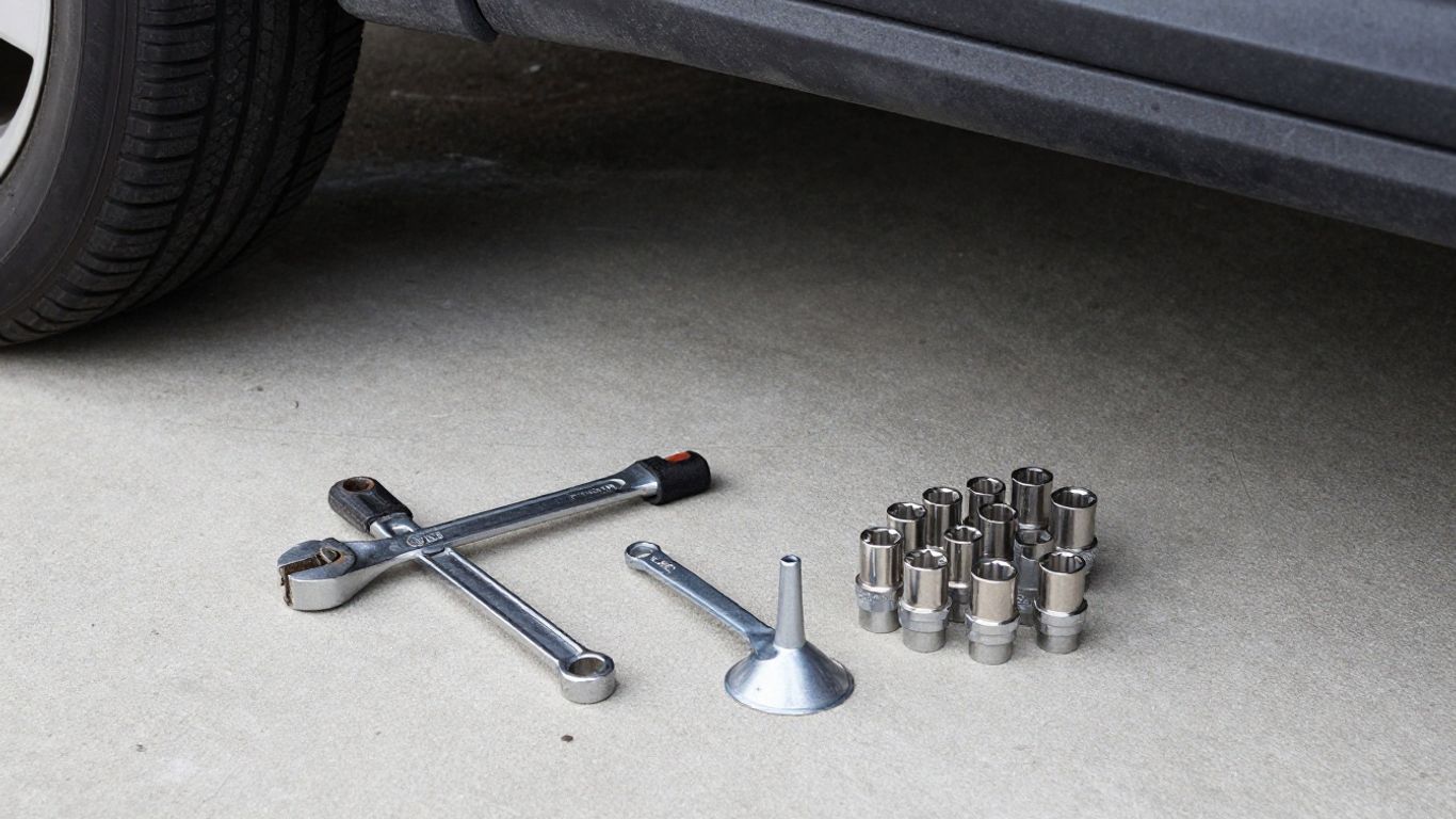 Car repair tools on the floor