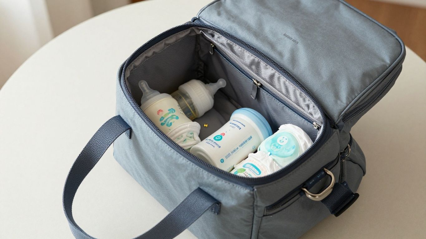Nordstrom Rack diaper bag with organized baby essentials.