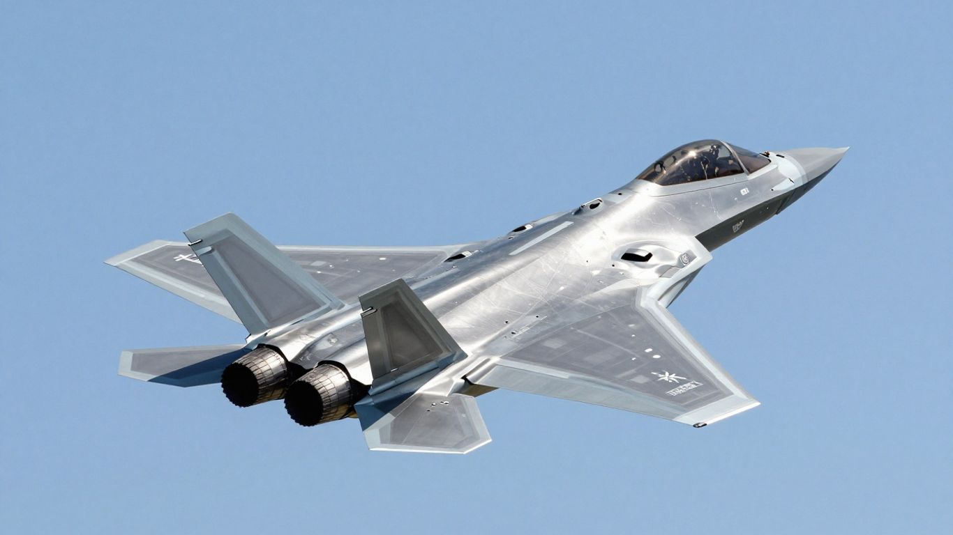 Boeing X-32 fighter jet in flight.