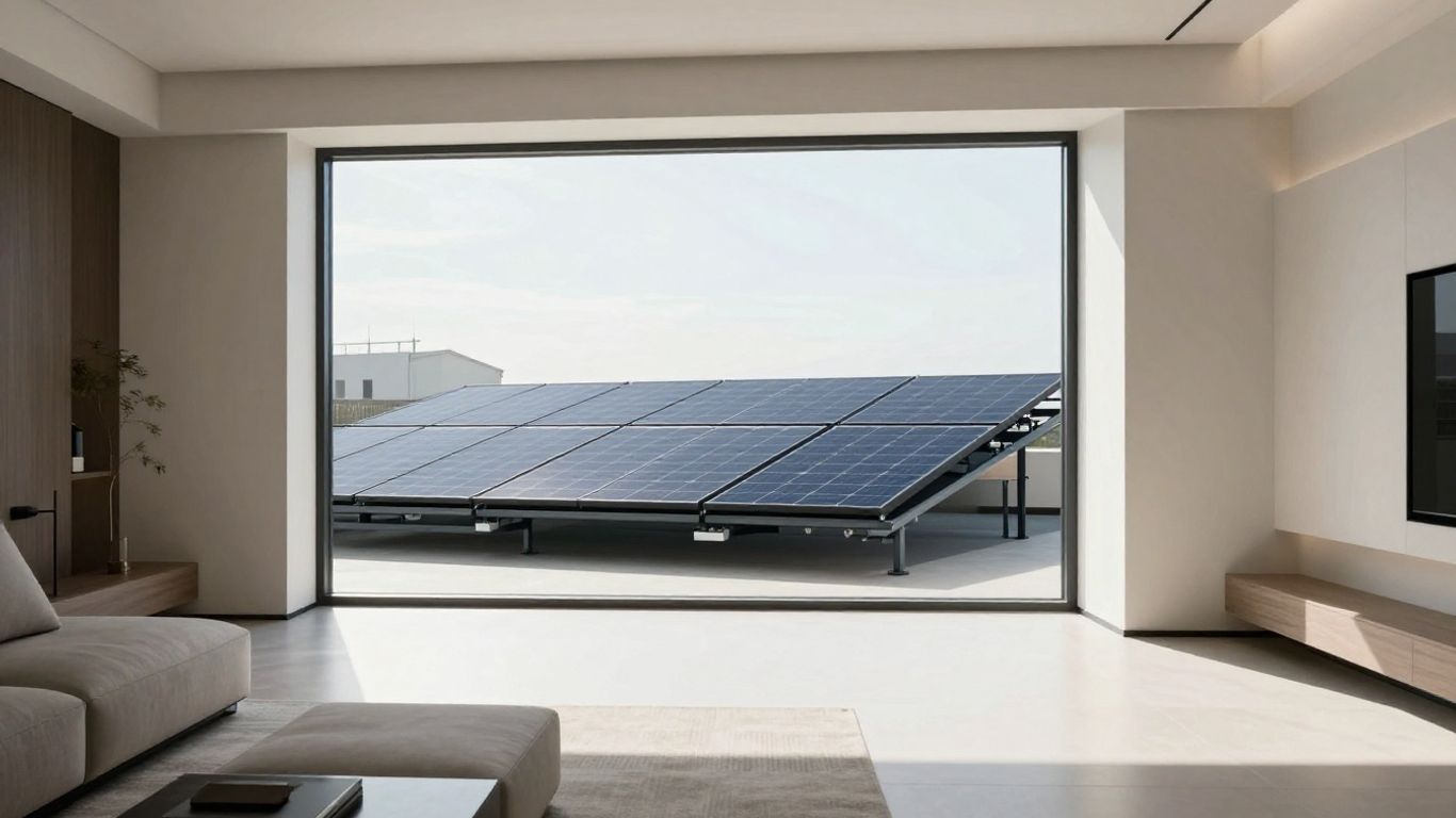 Panneau solaire intégré dans une maison moderne.