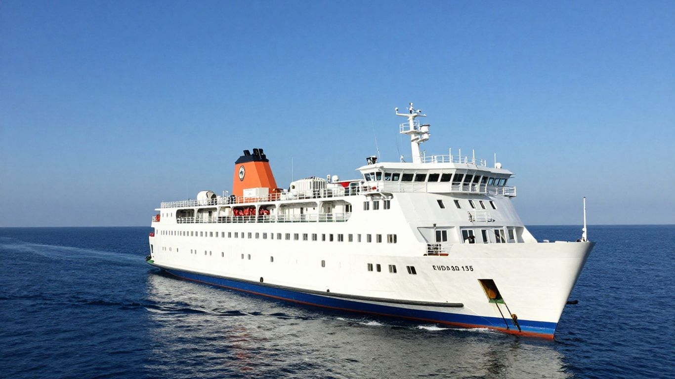 Ferry sailing across the sea towards Germany.