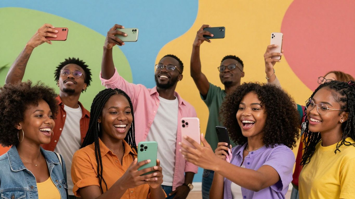 People using smartphones to find TikTok influencers.