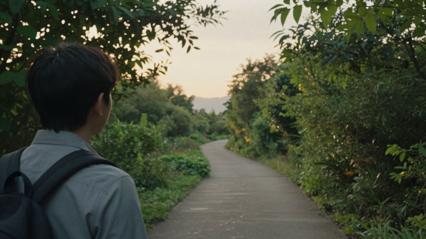 Persoană pe o cărare spre orizont, simbolizând dezvoltarea personală.