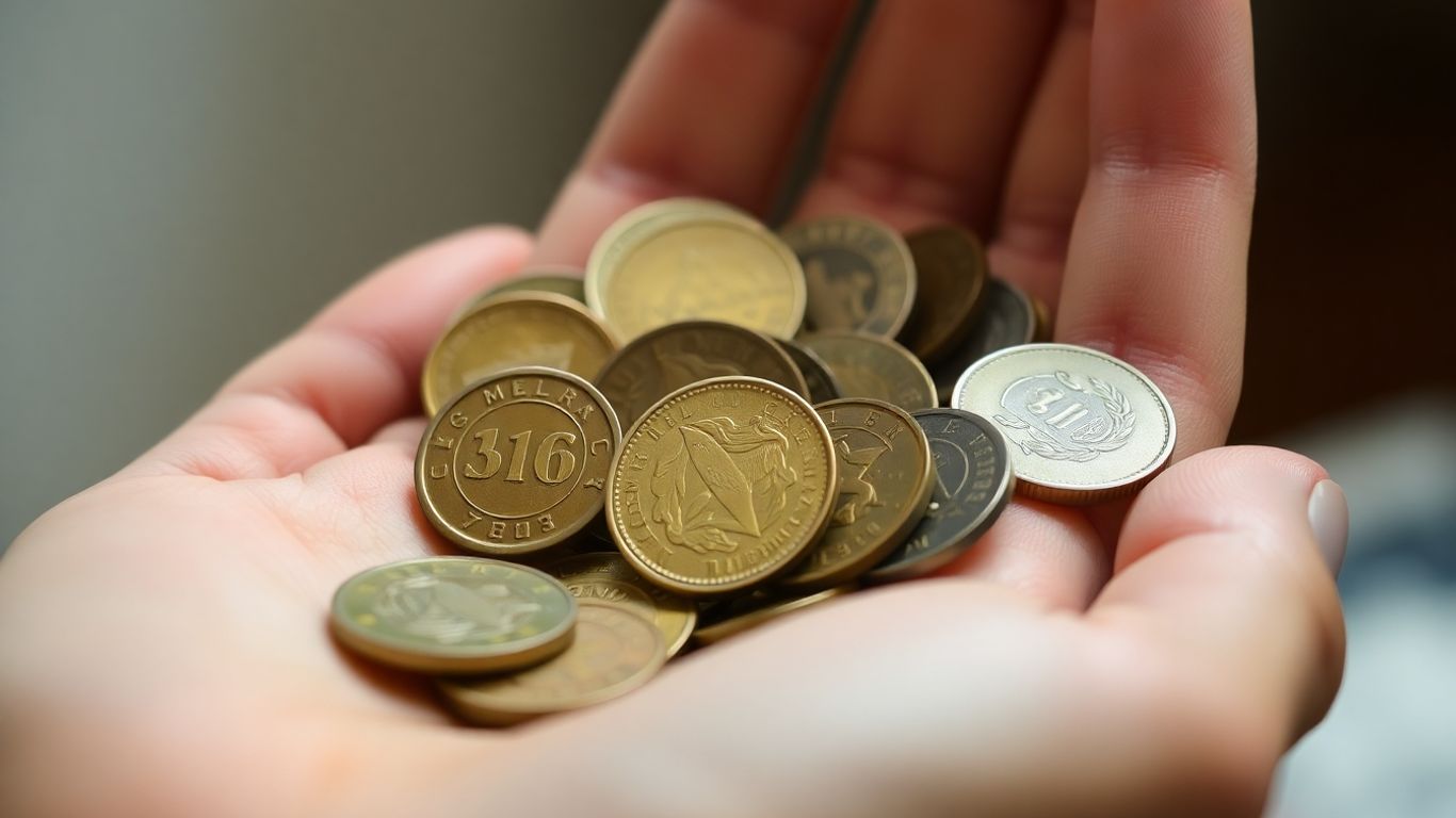 Collection of valuable coins held in hand.