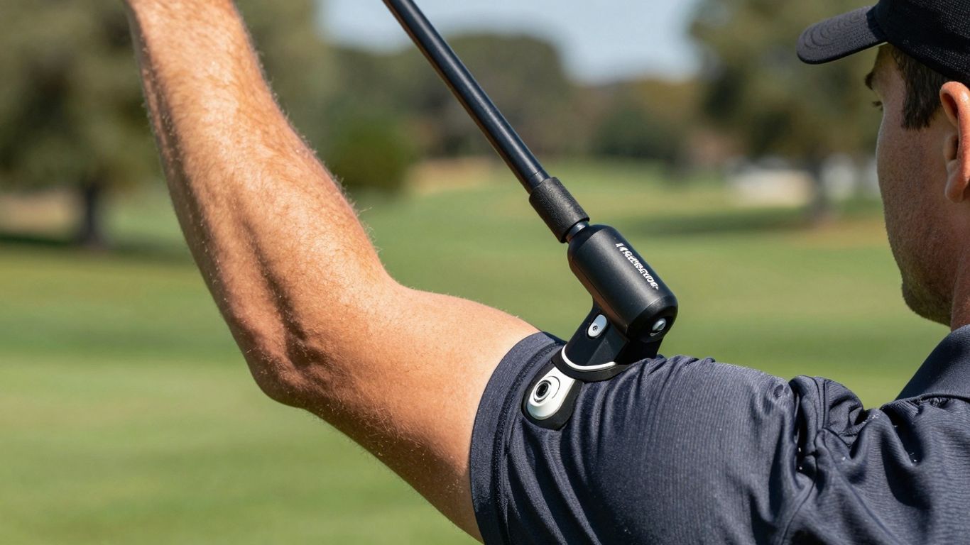 HackMotion golf swing trainer on a golfer's arm.