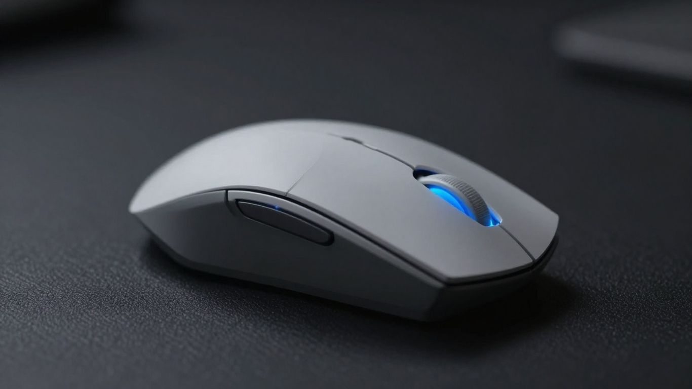 Souris d'ordinateur moderne avec une lumière bleue.