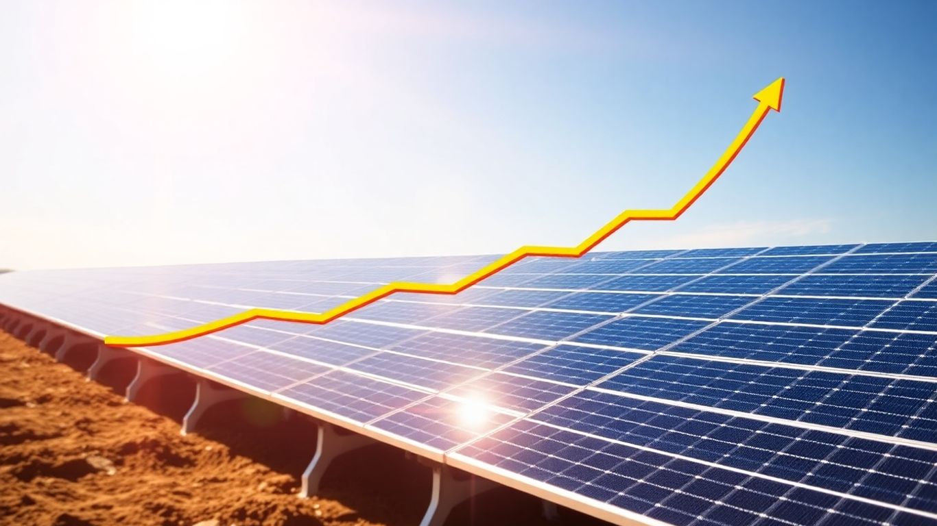 Panneaux solaires et graphique de réussite