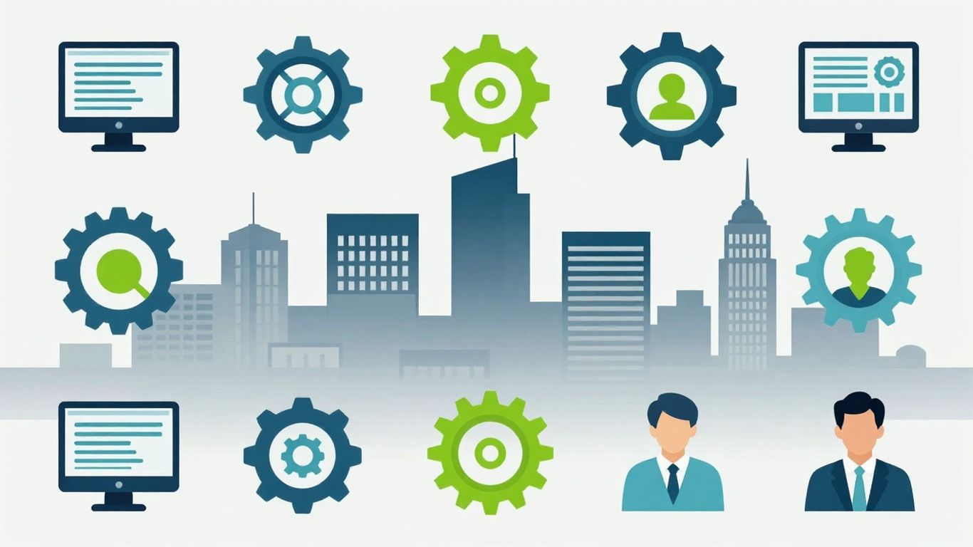 Austin IT consultant infographic with city skyline and collaboration icons.