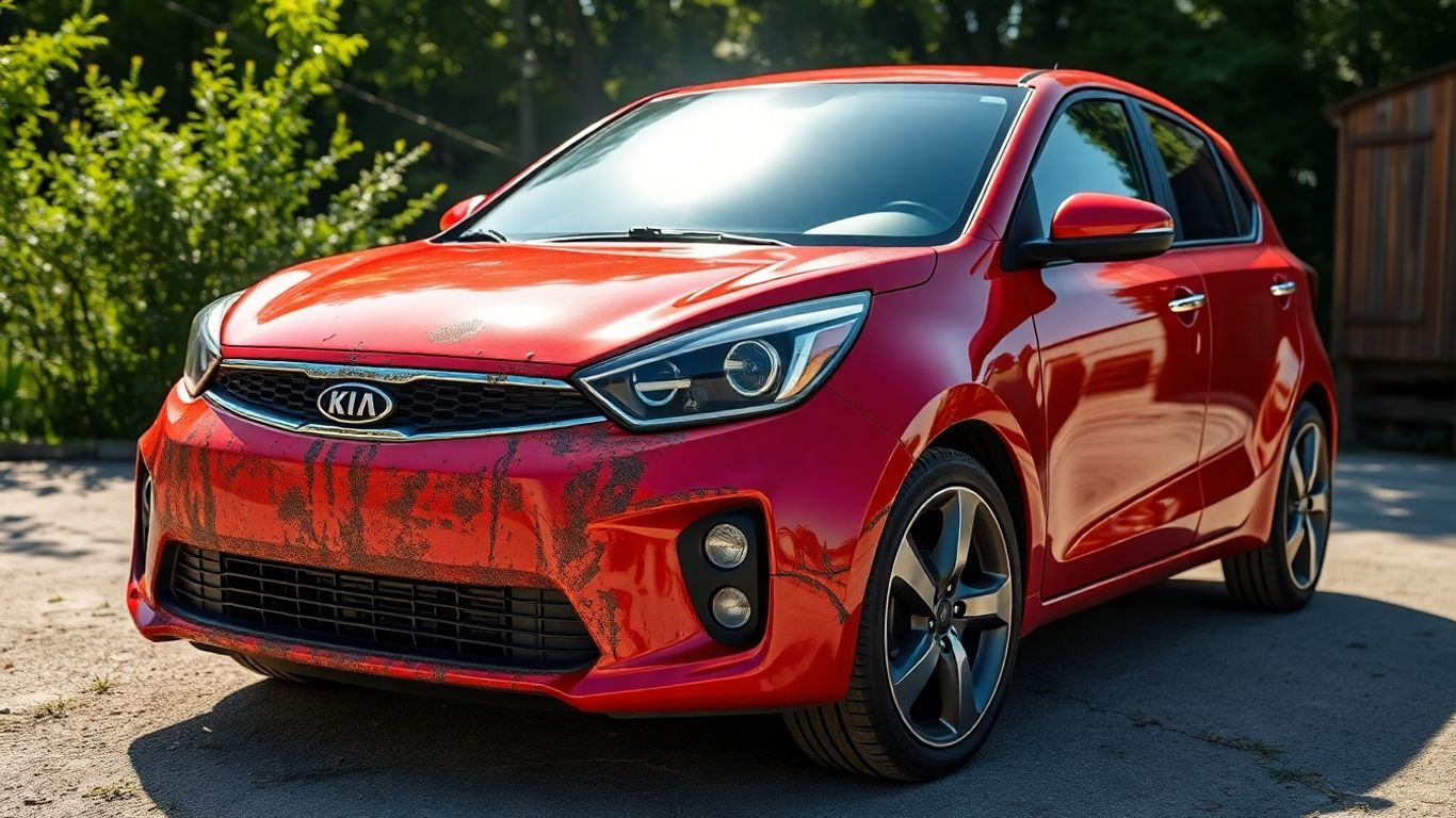 Restored Kia with unique salvaged parts.