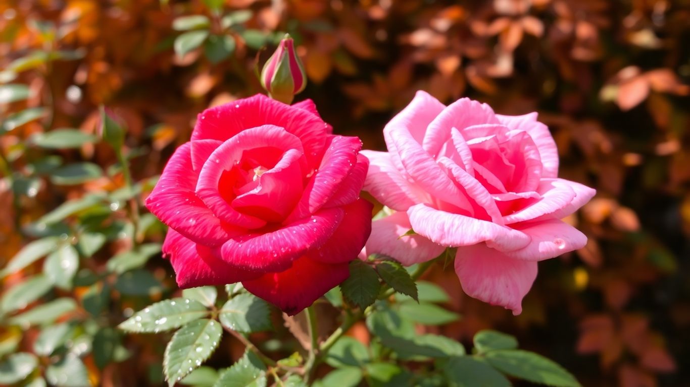 Rosen im Spätherbst mit letzten Blüten