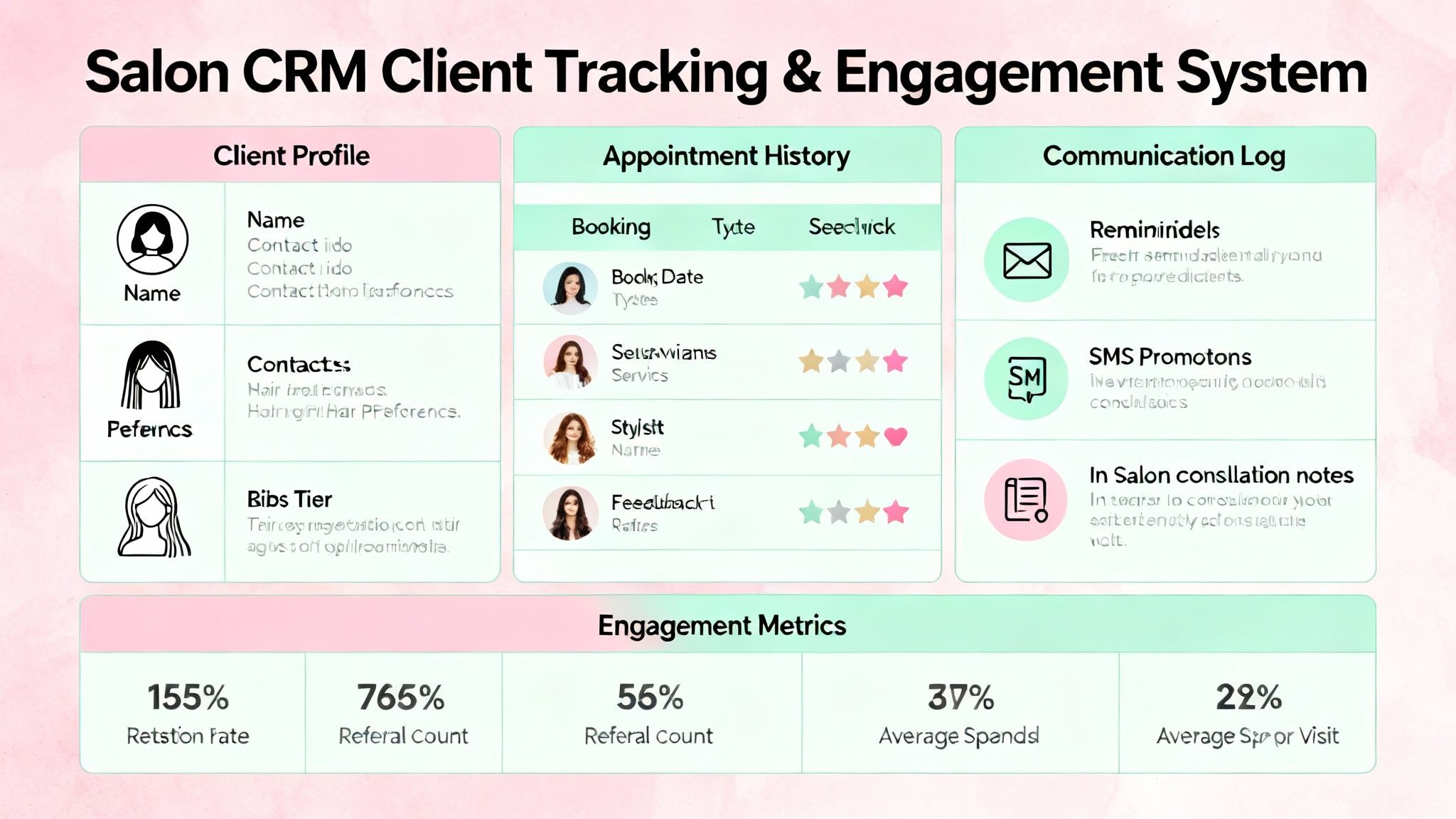 CRM concept for salon client tracking and engagement