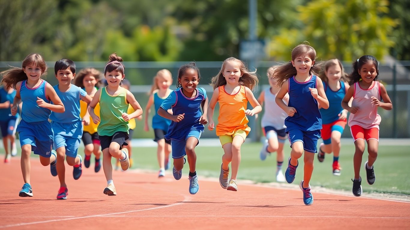 Young athletes running and jumping at Little Athletics.