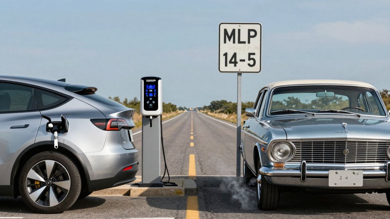 Cars with different fuel economy on a road.