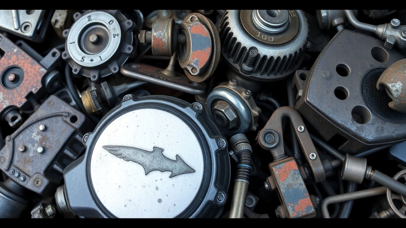 Recycled Chrysler car parts for project enhancement.