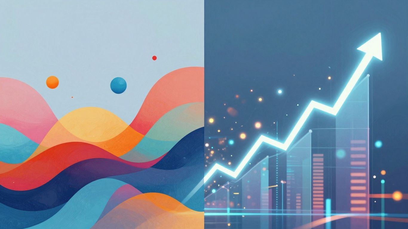 Brand strategy merging with advertising performance visuals.