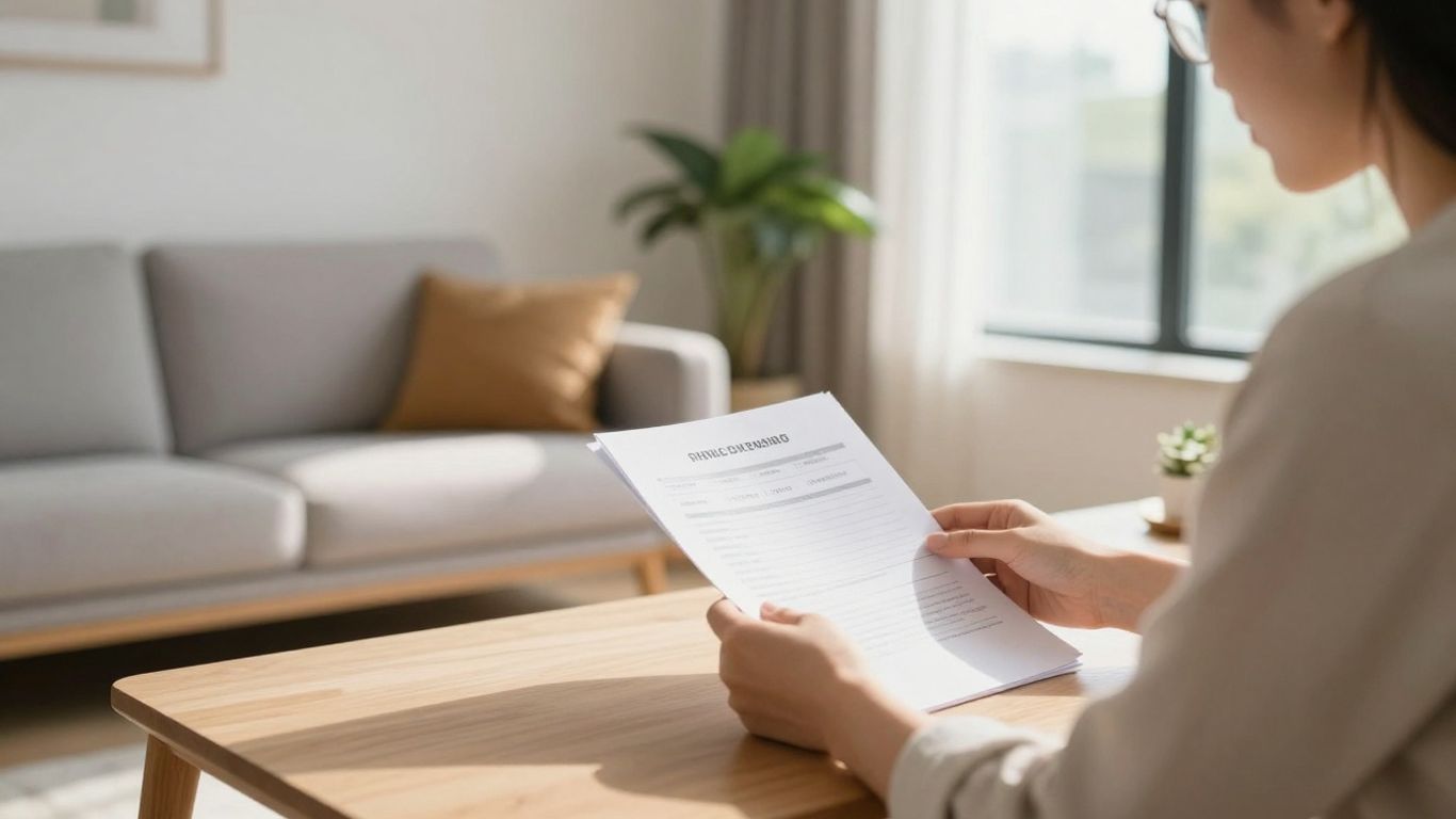 Persona revisando documentos de seguro del hogar.