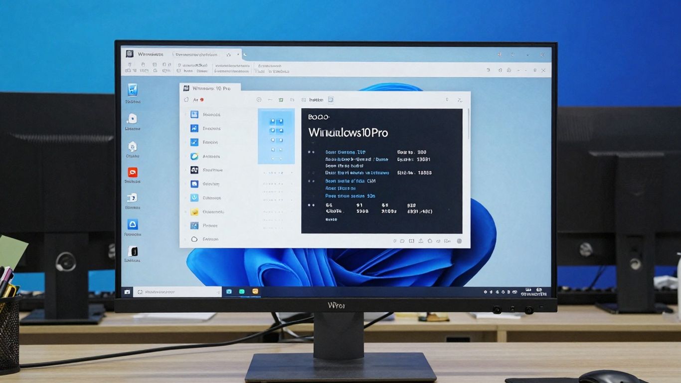 Pantalla de Windows 10 Pro con iconos y ventanas.