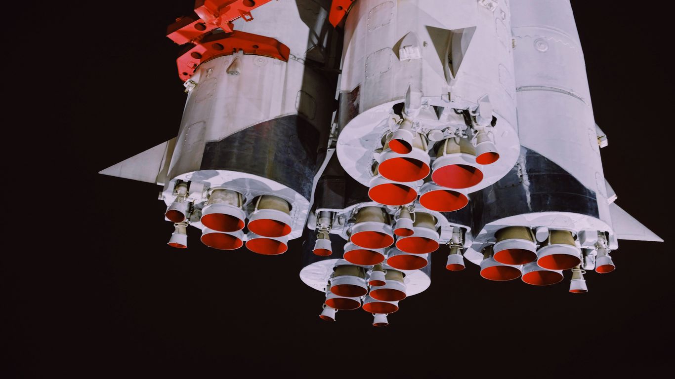 a close up of a space shuttle on display