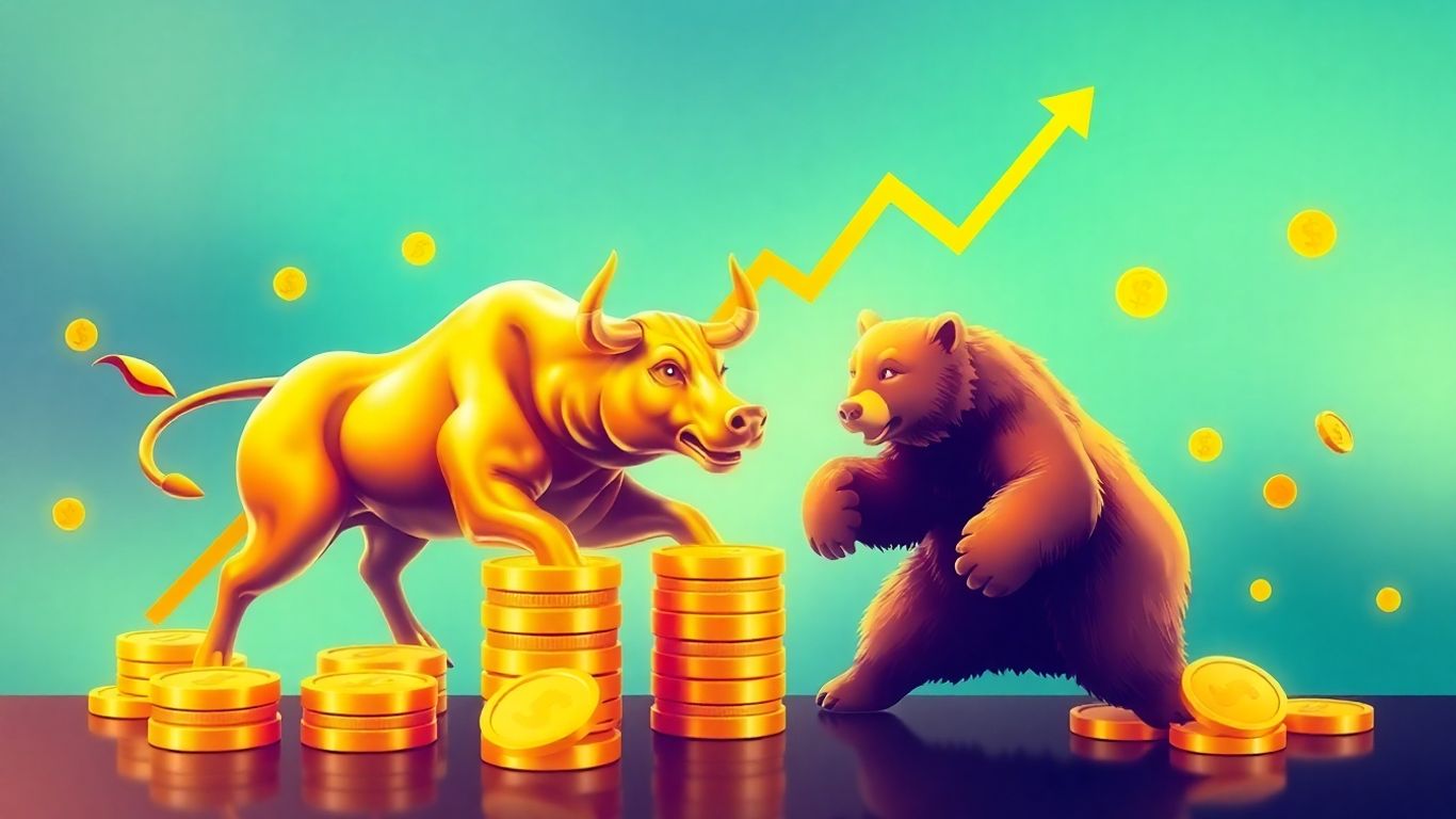 Touro e urso em imagem de finanças