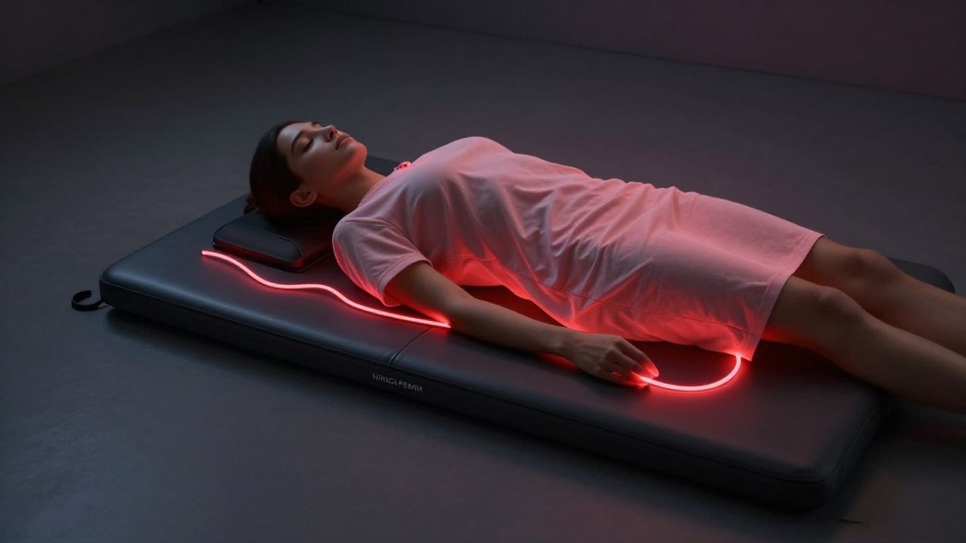 Hooga PEMF mat with infrared heat for relaxation.