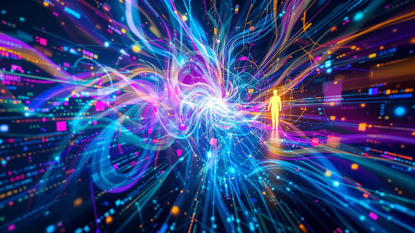 AI creative partner interface with swirling colors and light.