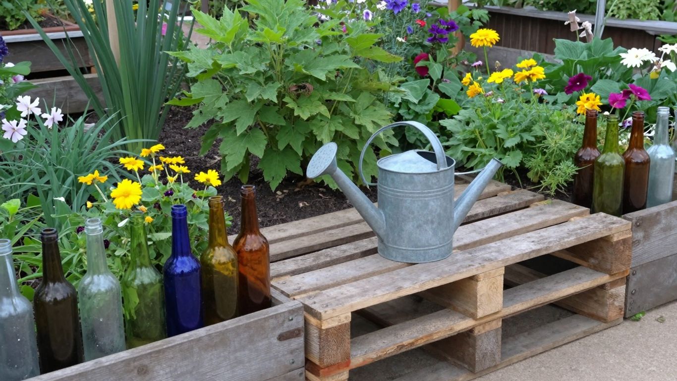 Alte Materialien im Garten kreativ wiederverwenden.