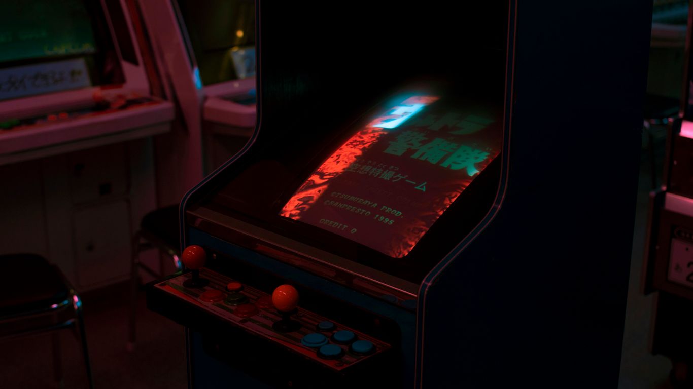 blue arcade cabinet