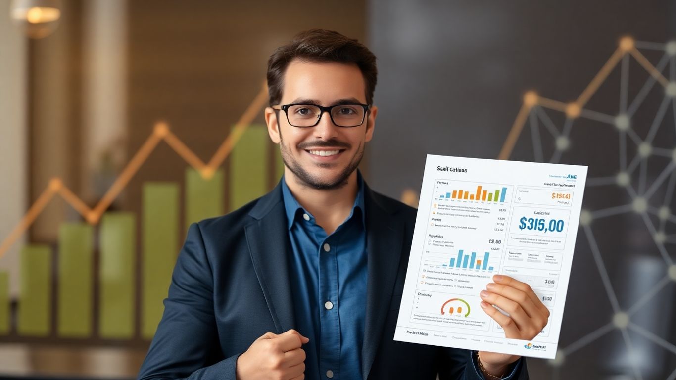 Person presenting financial growth and opportunity.