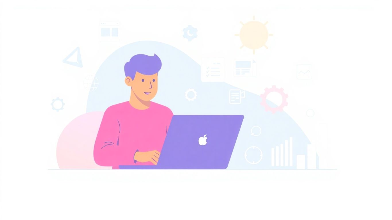 Vector illustration of a person coding for SideHustleStack.