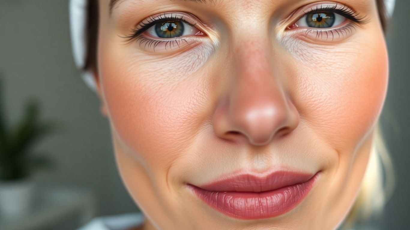 Mulher com melasma no rosto em ambiente clínico