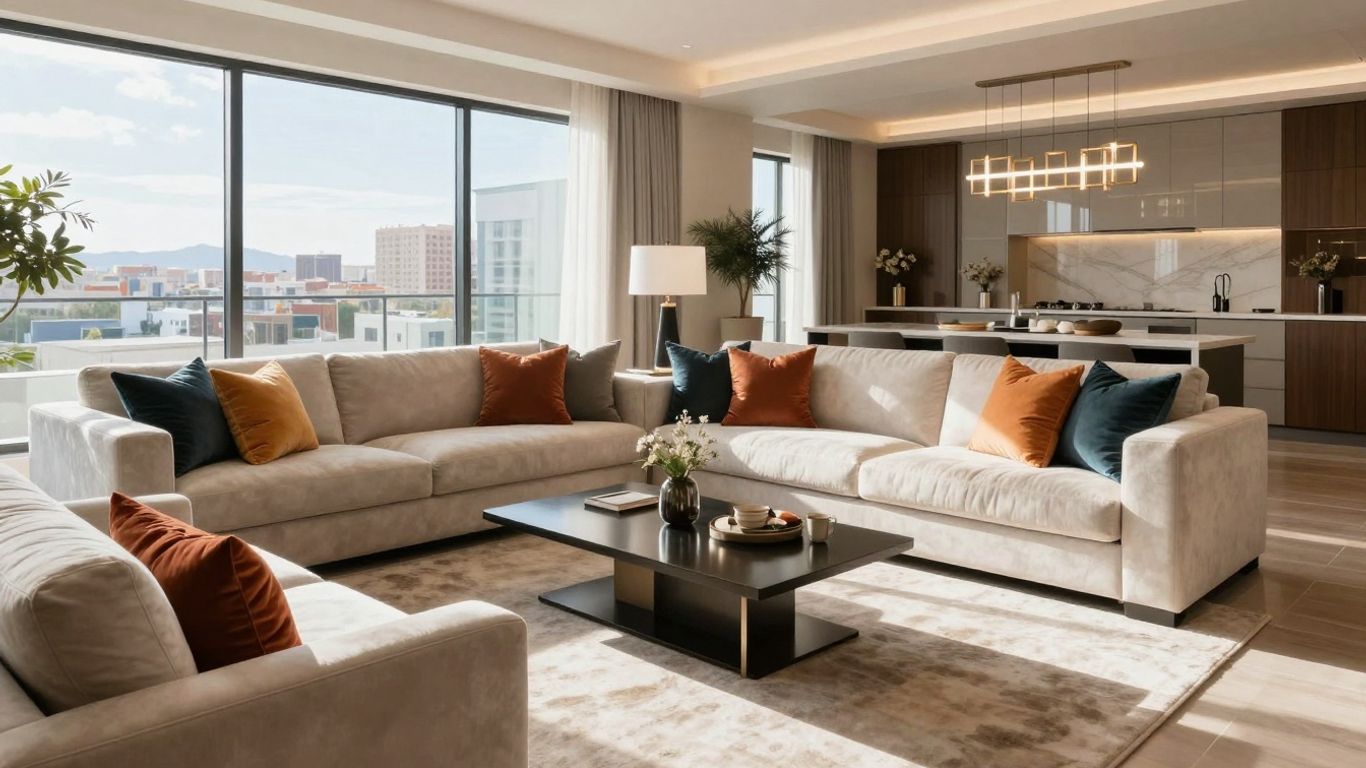 Luxurious Las Vegas rental living room with stylish furniture.