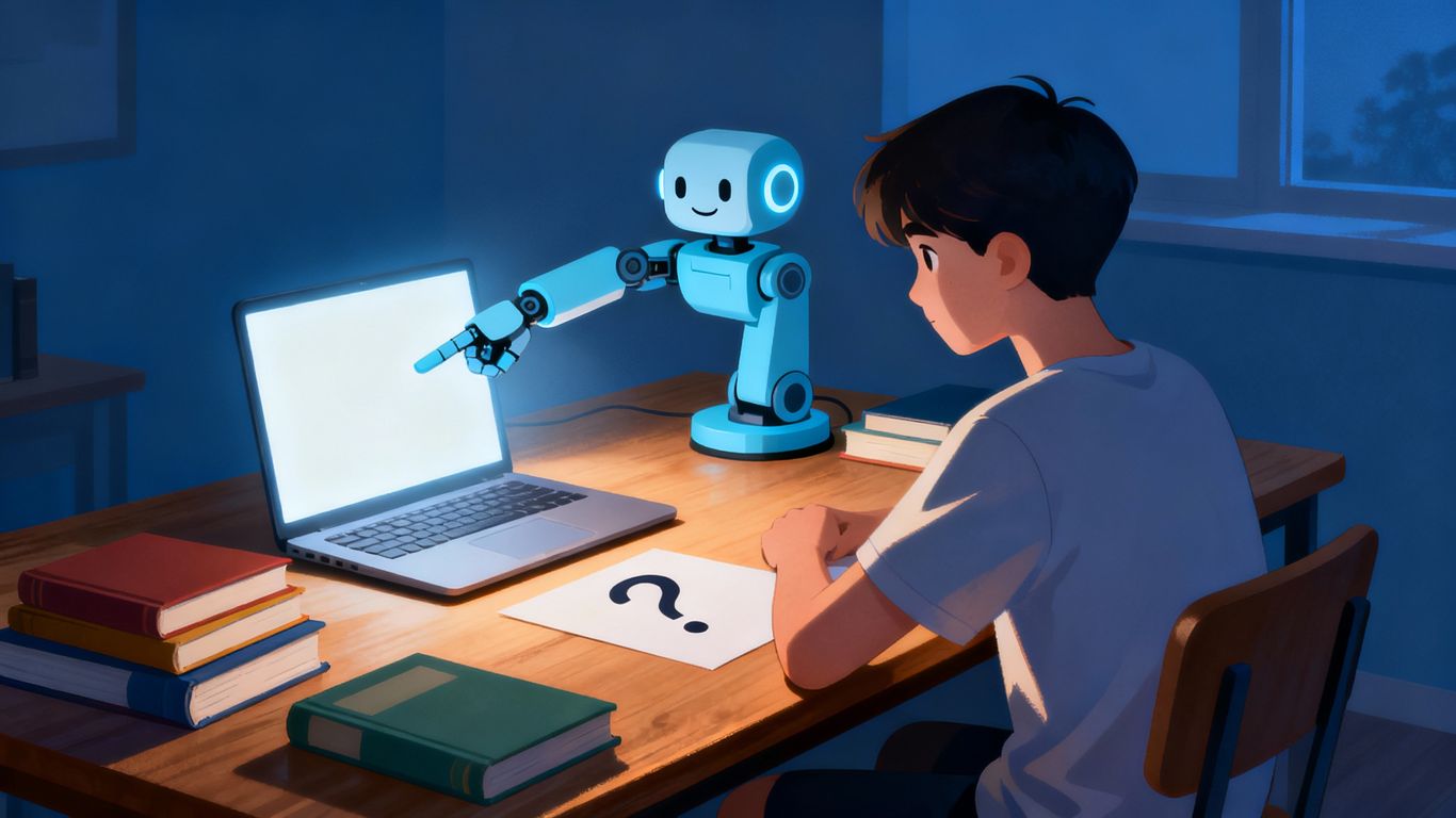 Student using ChatGPT for studying with AI help.