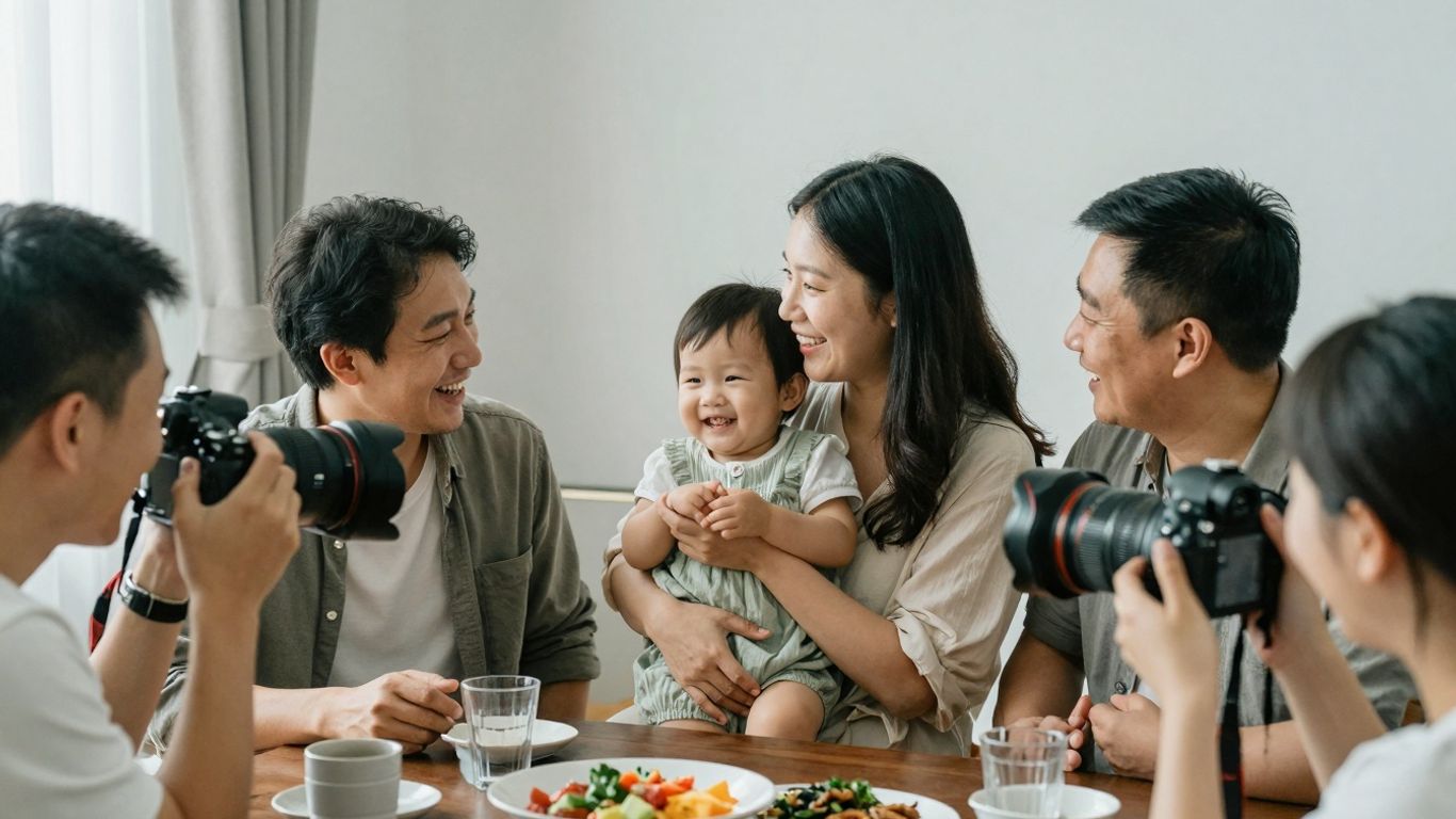 Professional photographer capturing a joyful family memory.