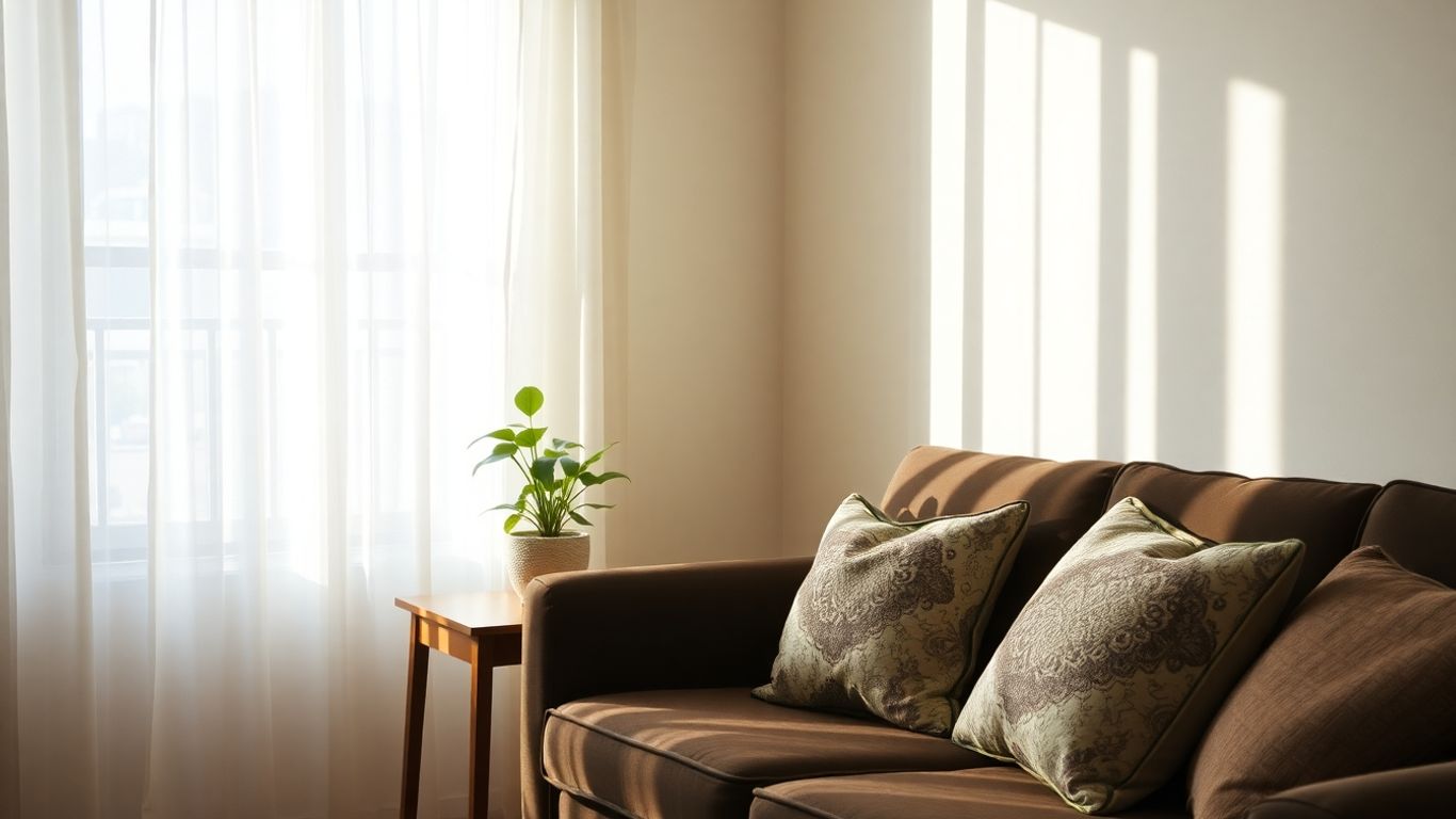 Interior de apartamento acogedor con luz solar.