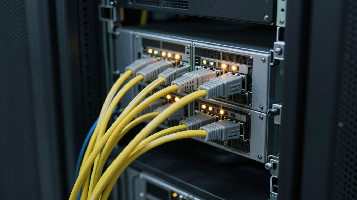 Infraestructura de redes y servidores interconectados.