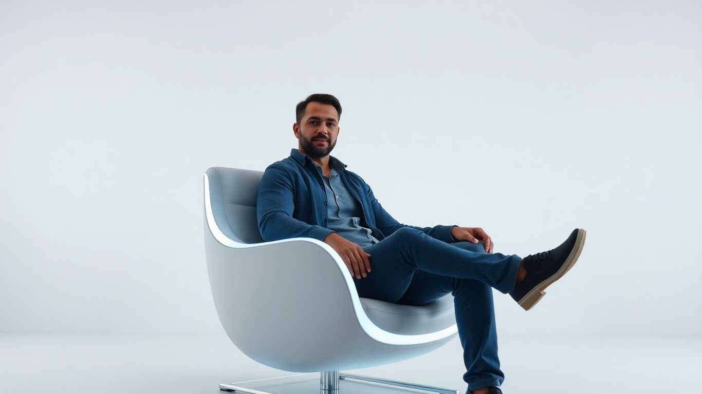 Man on Emsella chair for incontinence