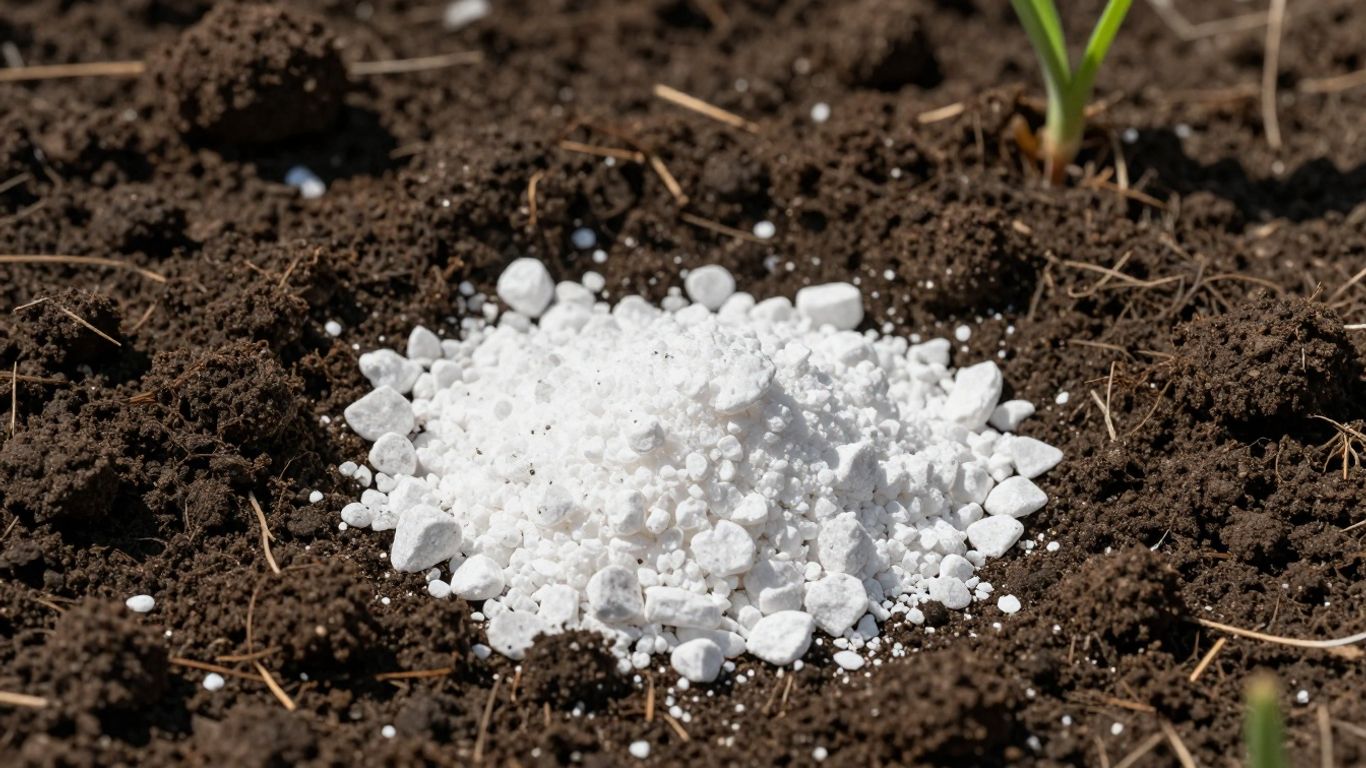 Solo com calcário para melhorar a fertilidade.
