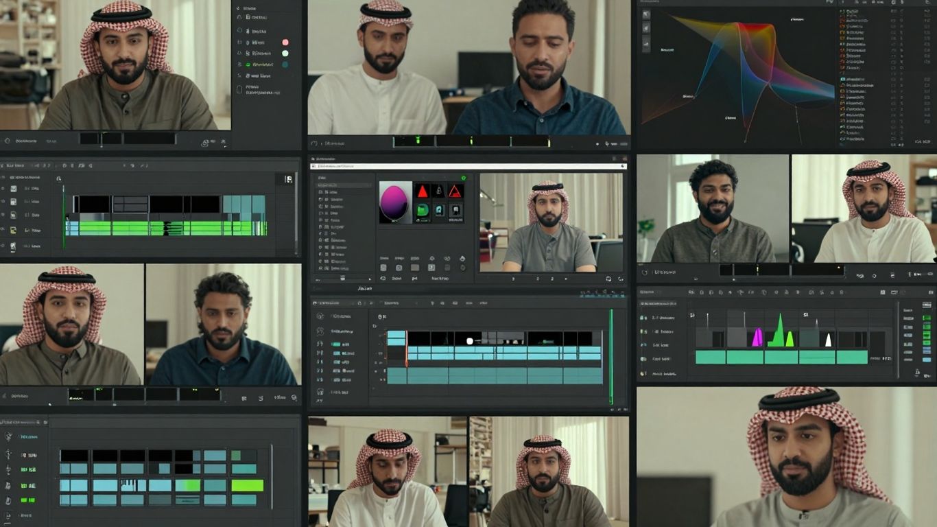 Interfaces de software de edición de video y archivos digitales.