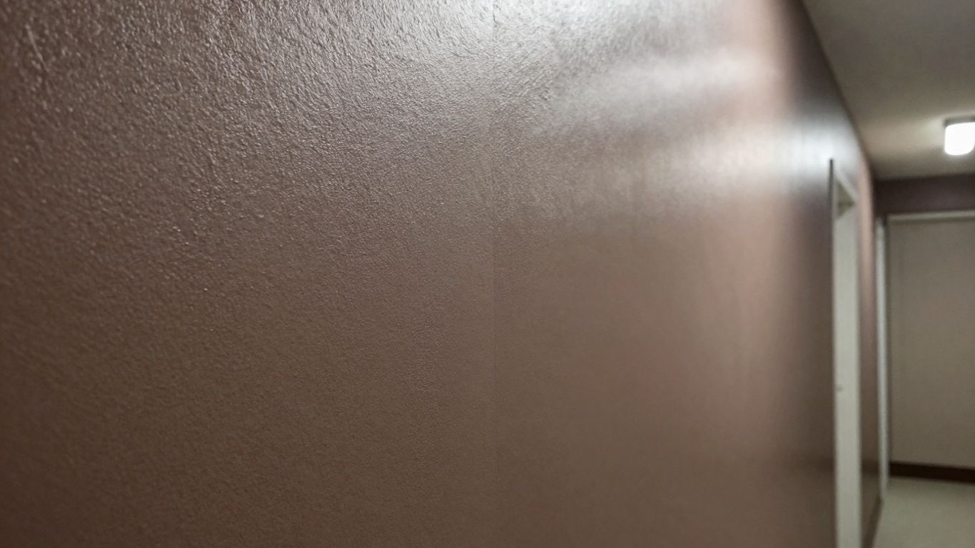 Wall with different paint finishes, matte and sheen.