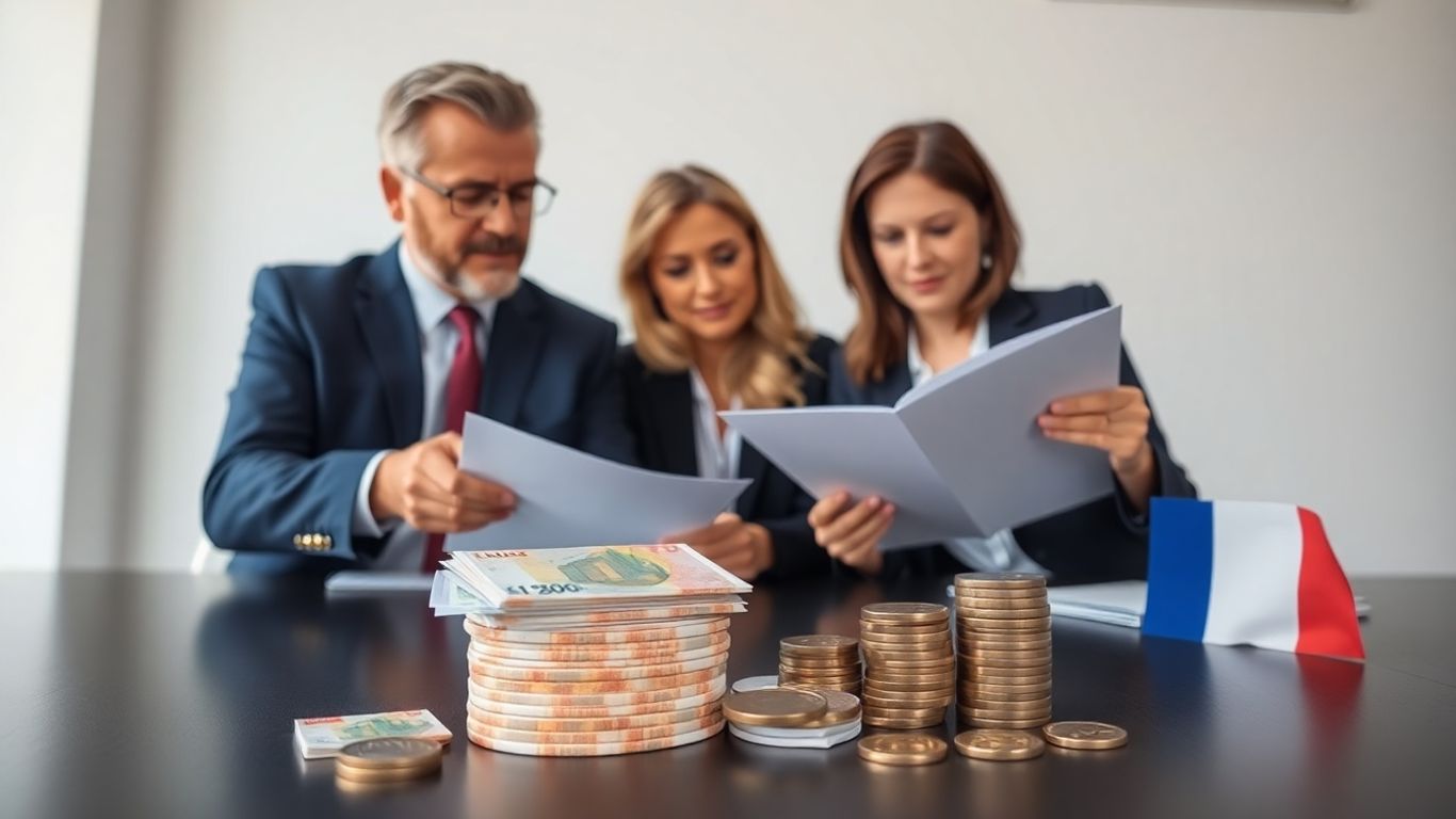 Bureau avec des euros et des chefs d'entreprise français