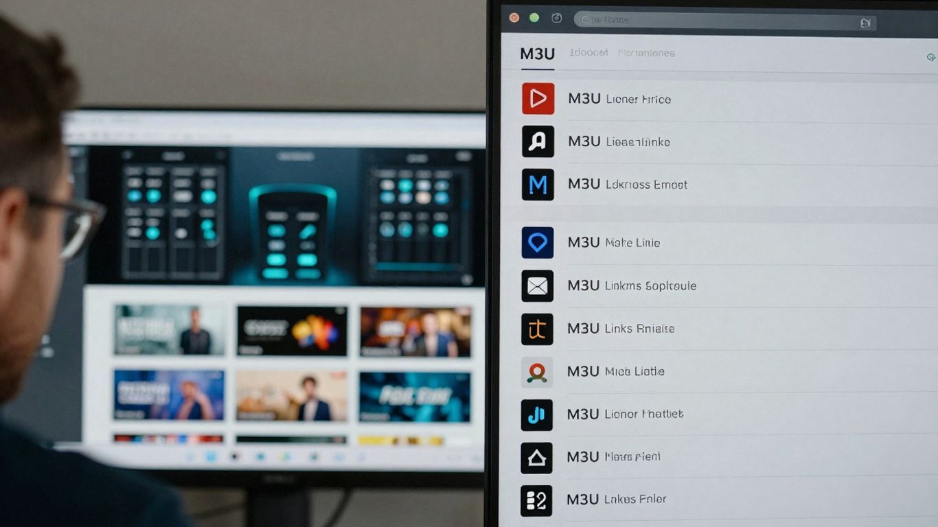 Server dashboard versus M3U link interface comparison.