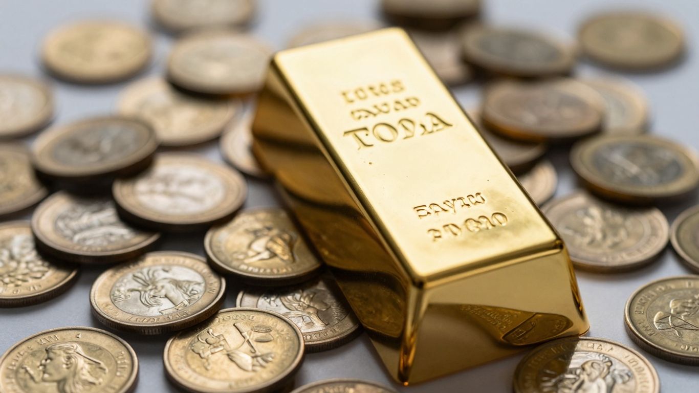 Lingote de ouro em moedas de ouro