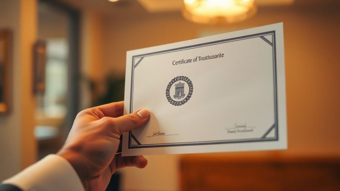 Accreditation certificate in a hand