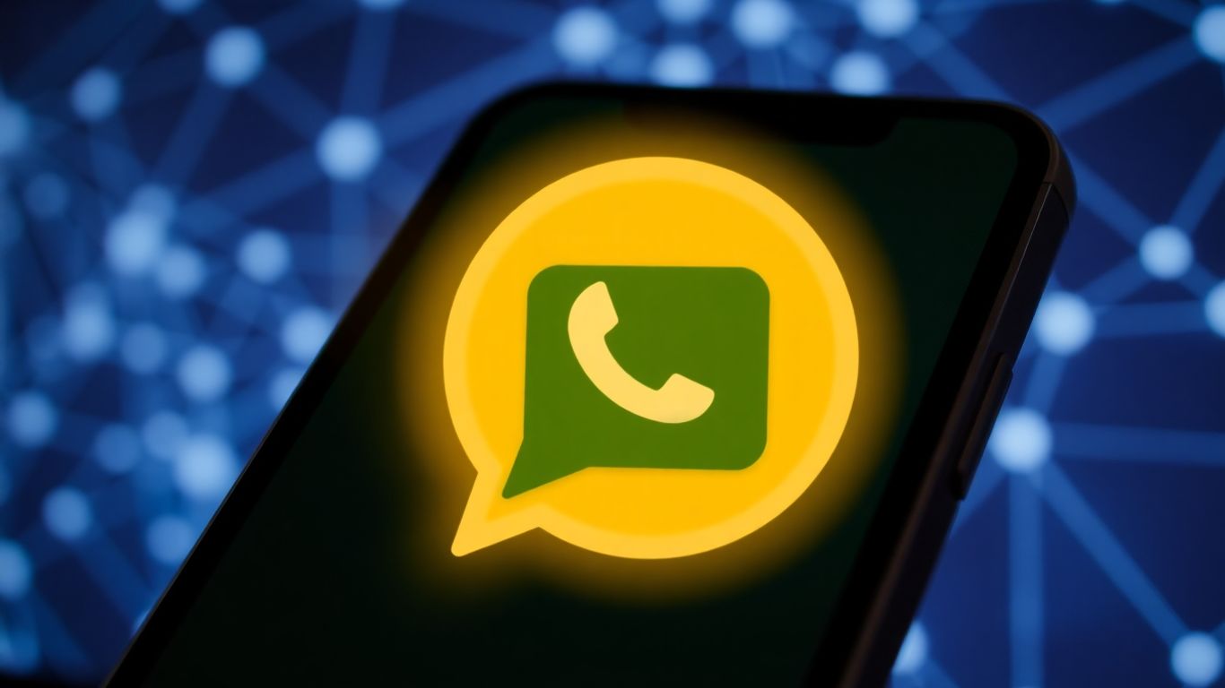 Logo ChatGPT quittant une conversation WhatsApp.