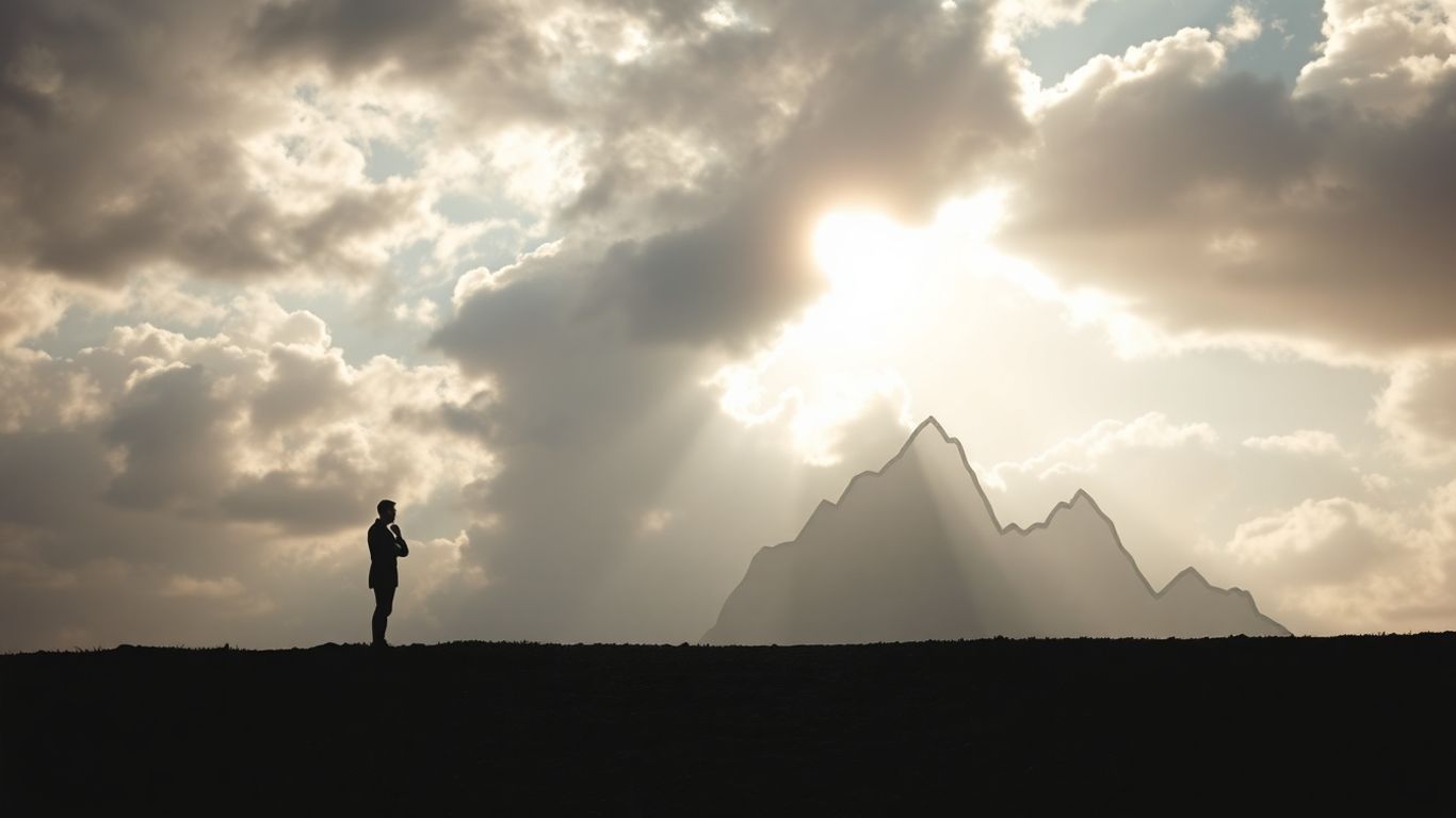 Investor contemplating stock market risks and rewards.