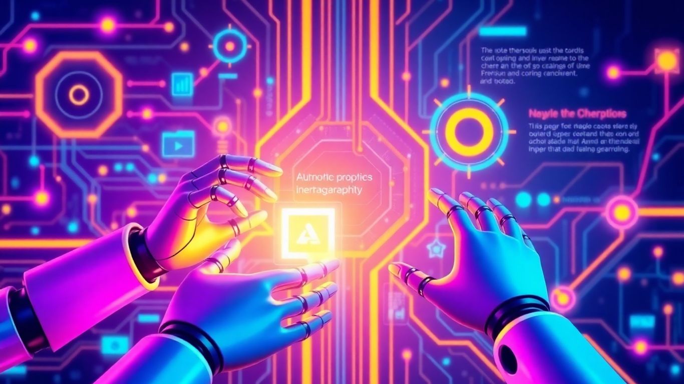 AI tools automating tasks with futuristic infographic.