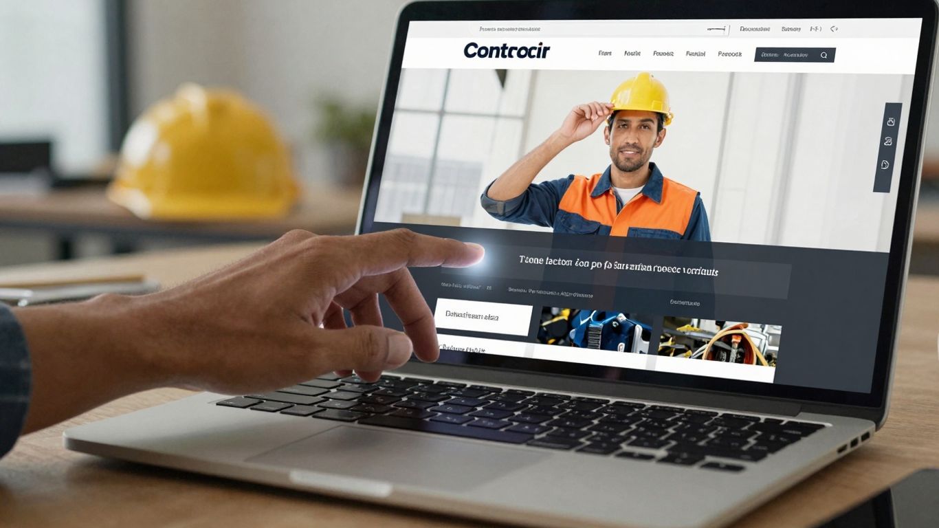 Contractor website lead generation on laptop screen.